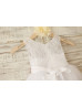 Ivory Lace Tulle Wedding Flower Girl Dress With Flower Sash